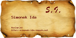 Simonek Ida névjegykártya